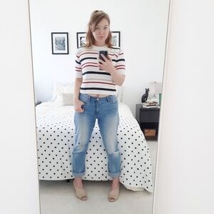 Christopher & Banks Striped Y2K Crop Sweater  S